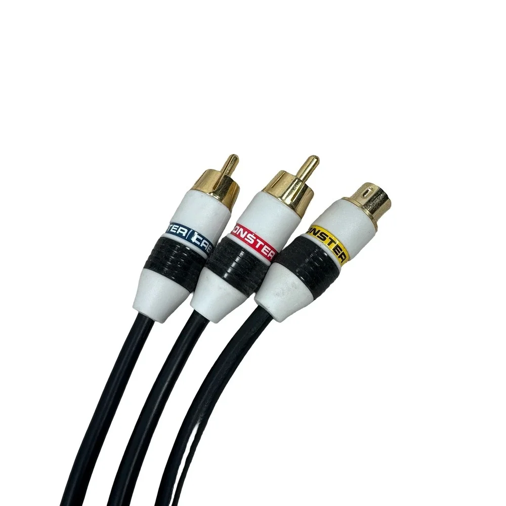 Monster iTV Link Cable 4ft S-Video 3.5mm to RCA Audio Braided Gold Plated Black